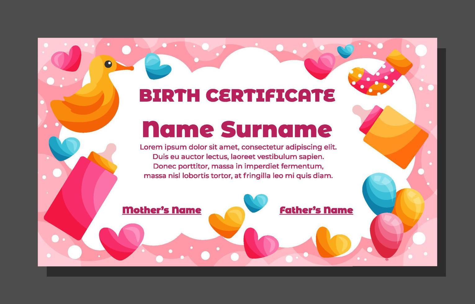 Birth Certificate Template vector