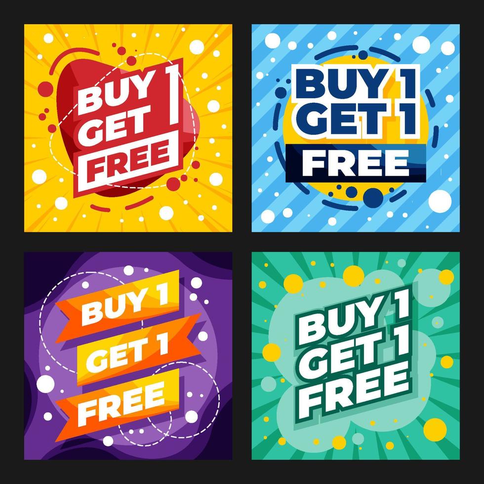 Buy 1 Get 1 Free Social Media Post Template vector