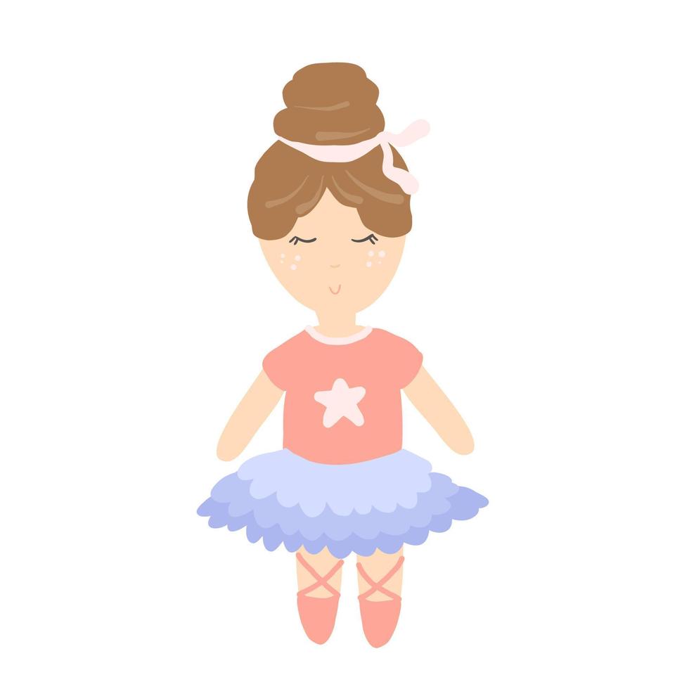 Hand drawn cartoon princess ballerina. Vector illustration for children's book, postcard, magazine.