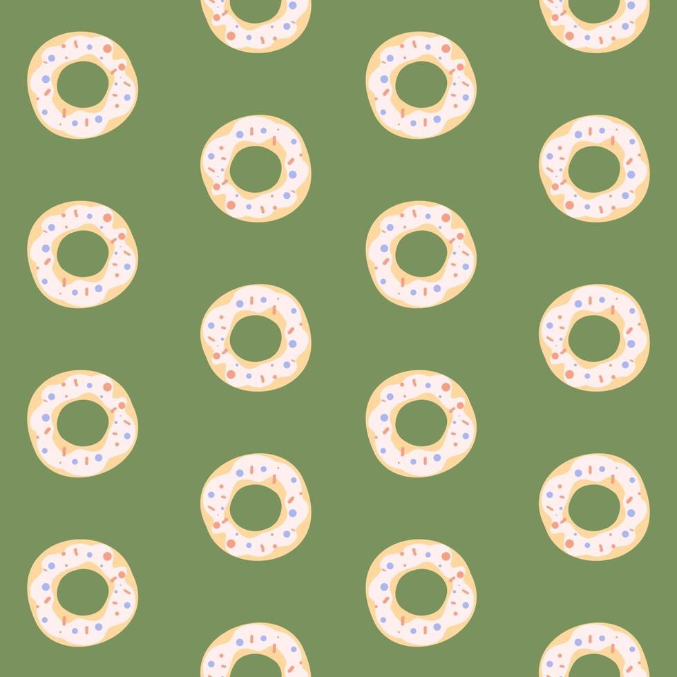 patrón de donas. patrón vectorial alegre dibujado a mano. vector