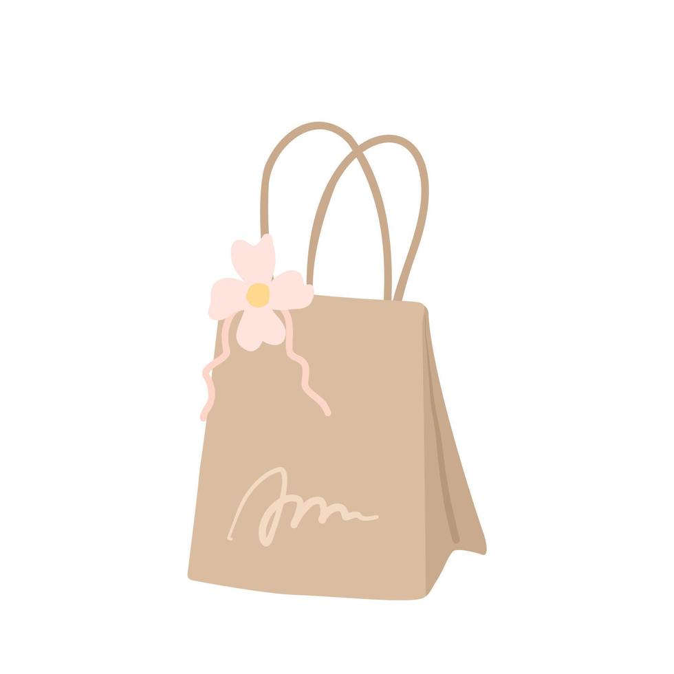 Gift bag. Illustration of a craft package for a gift for a birthday, wedding. vector