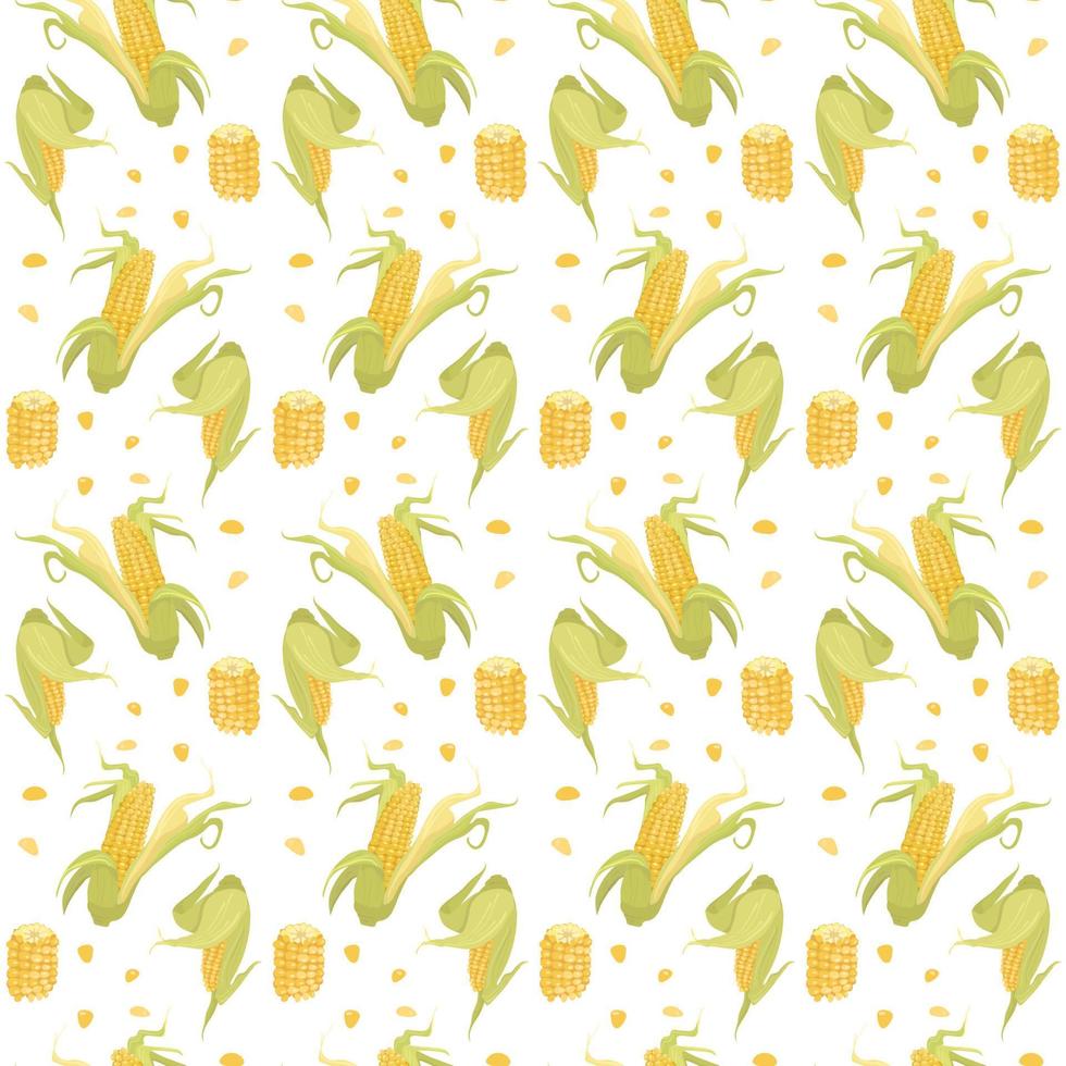 maíz en el patrón de la mazorca. maíz amarillo maduro en un patrón para textiles de cocina, servilletas, fondos. vector