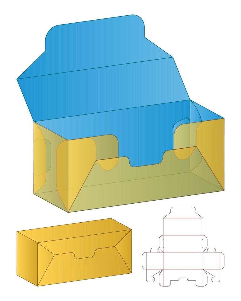 diseño de plantilla troquelada de embalaje de caja. Maqueta 3d vector