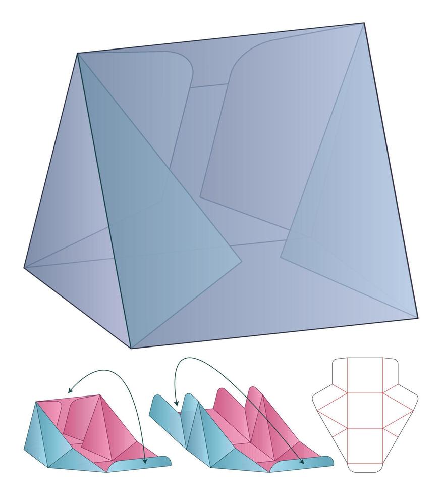 diseño de plantilla troquelada de embalaje de caja. Maqueta 3d vector