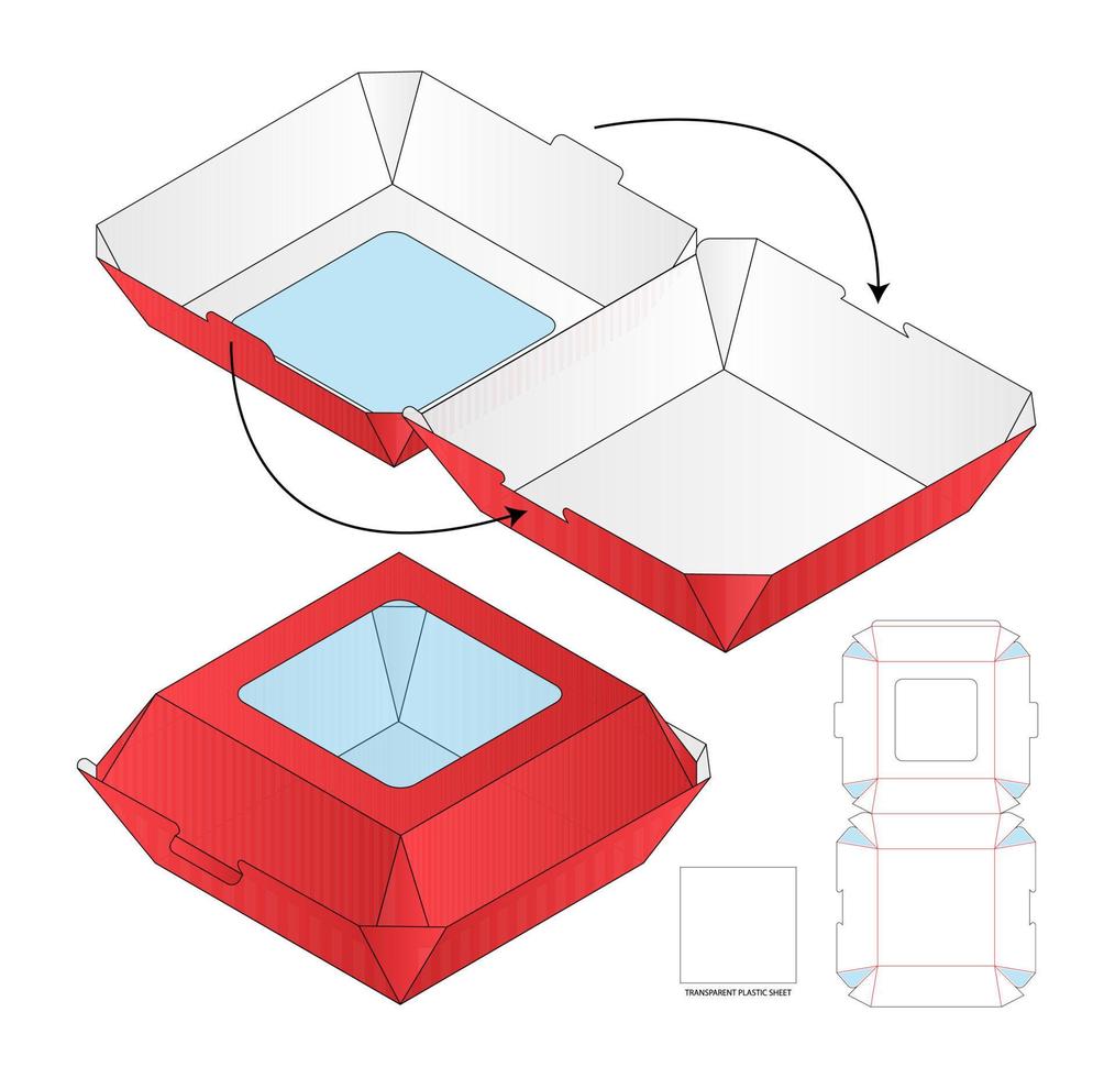 Box packaging die cut template design. 3d mock-up vector