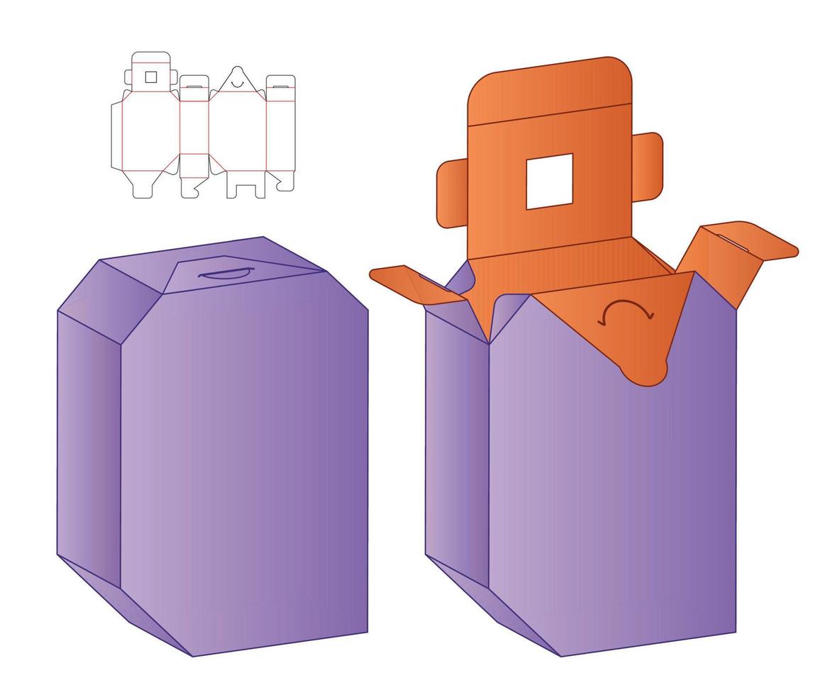 diseño de plantilla troquelada de embalaje de caja. Maqueta 3d vector