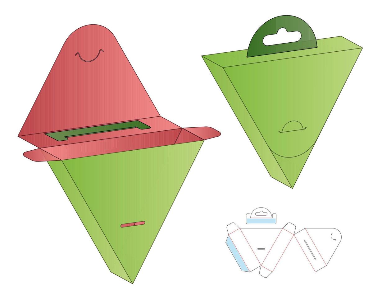 diseño de plantilla troquelada de embalaje de caja. Maqueta 3d vector