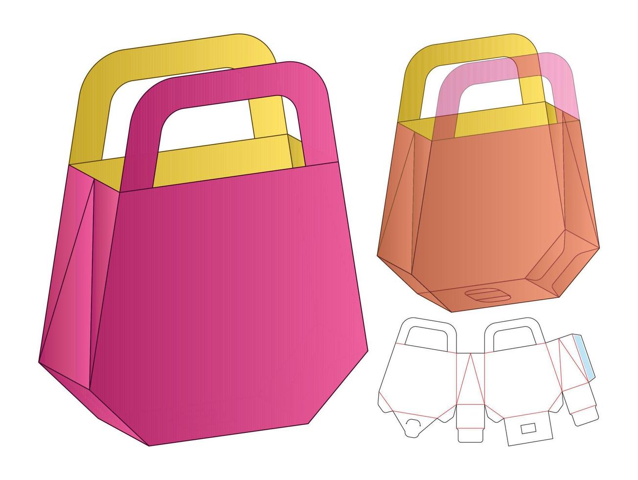 Box packaging die cut template design. 3d mock-up vector