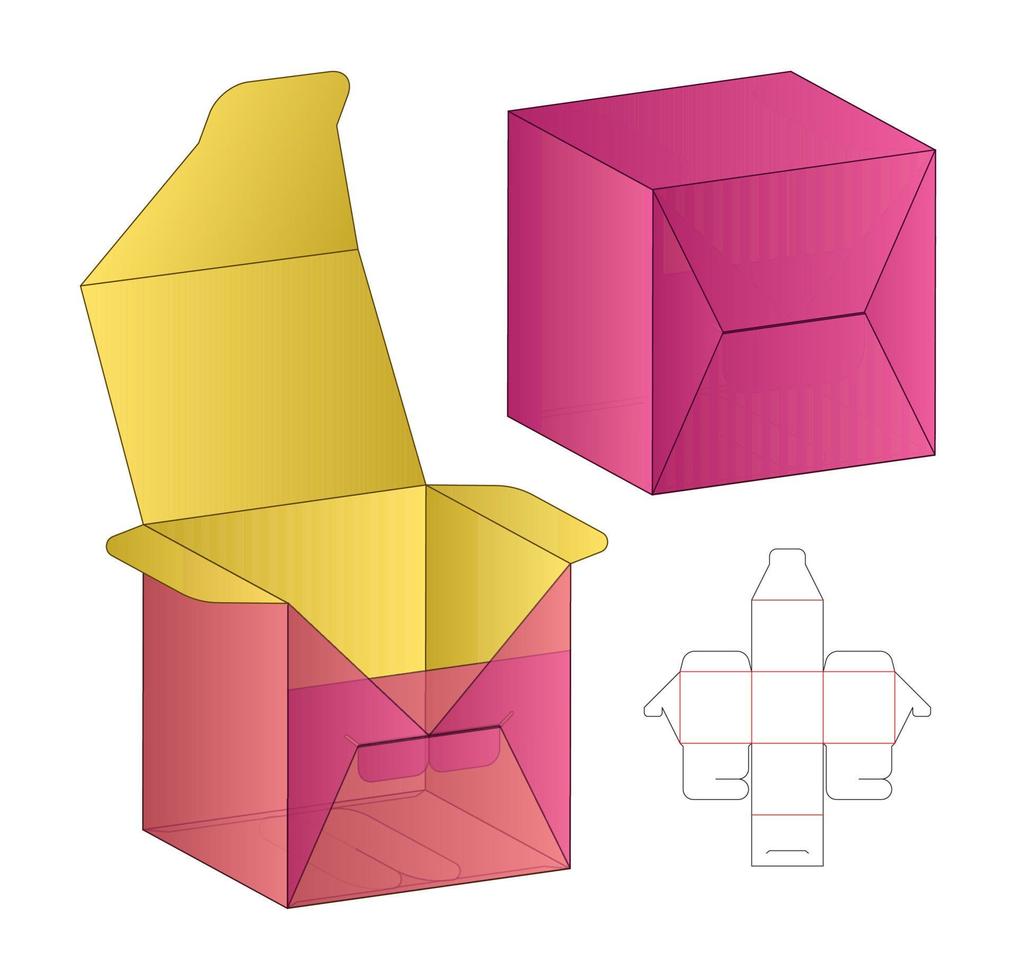 diseño de plantilla troquelada de embalaje de caja. Maqueta 3d vector