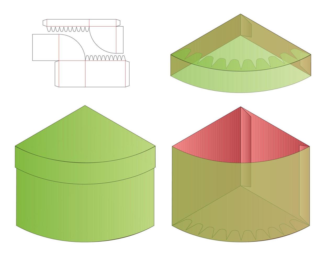 diseño de plantilla troquelada de embalaje de caja. Maqueta 3d vector