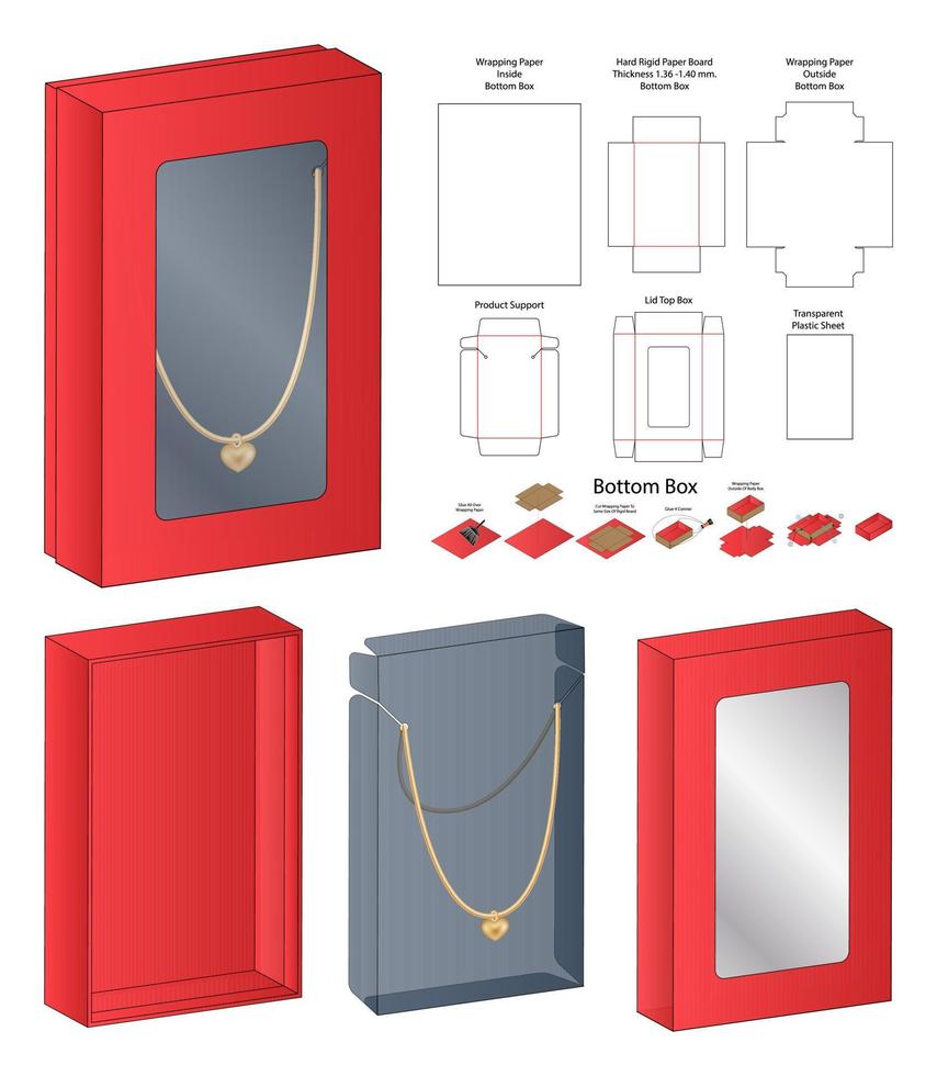 Box packaging die cut template design. 3d mock-up vector