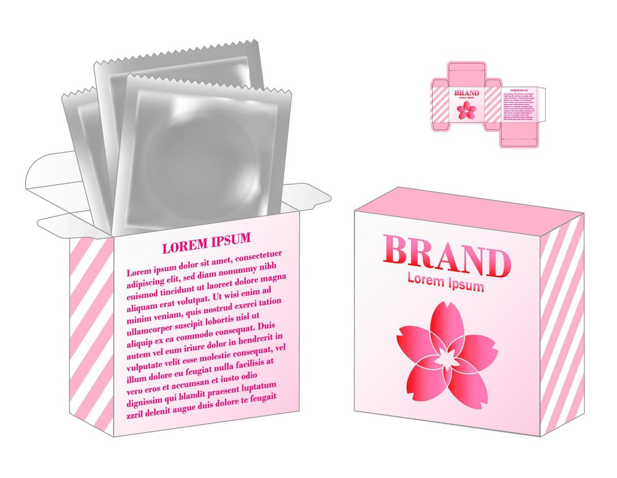 Box packaging die cut template design. 3d mock-up vector