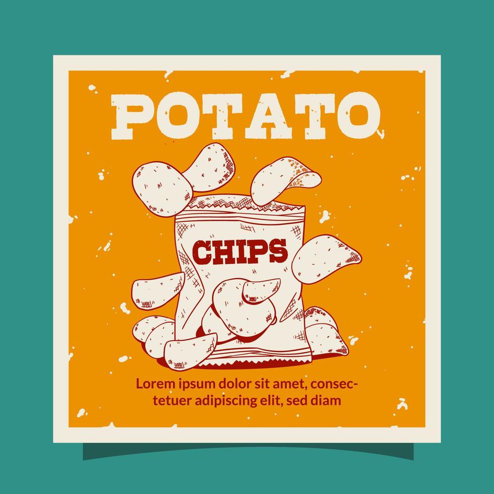 Potato chips social media banner template vector