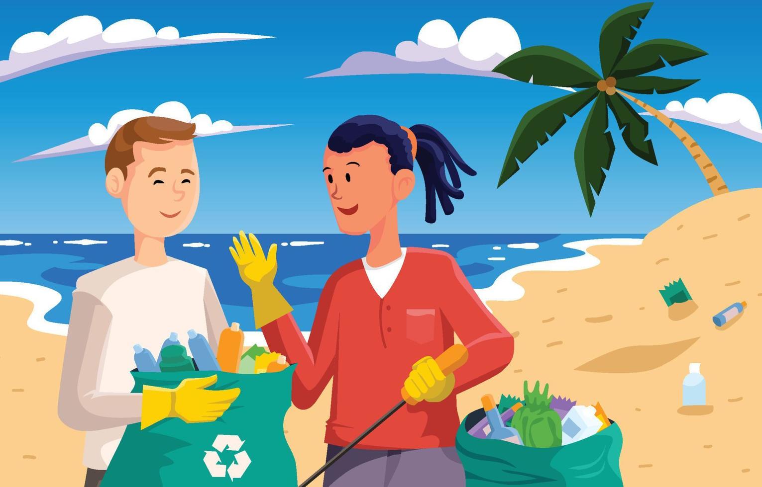 Beach Cleaning Concept vector
