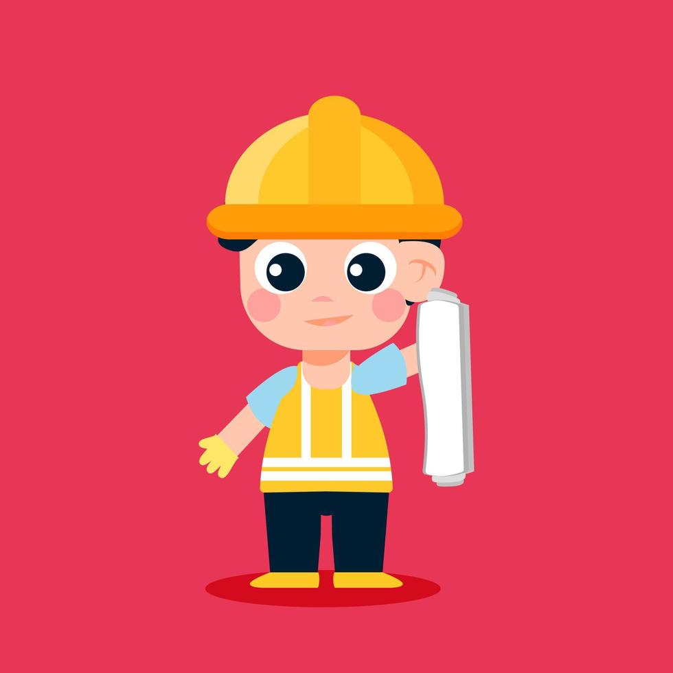 laborer cartoon character carrying a design vector