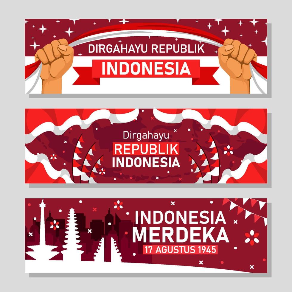 banner del día de la independencia de indonesia vector