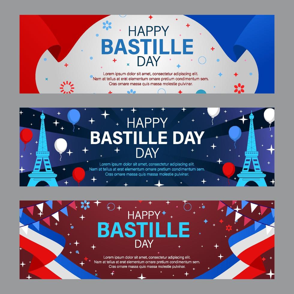 Bastille Day Festival Banners Set vector