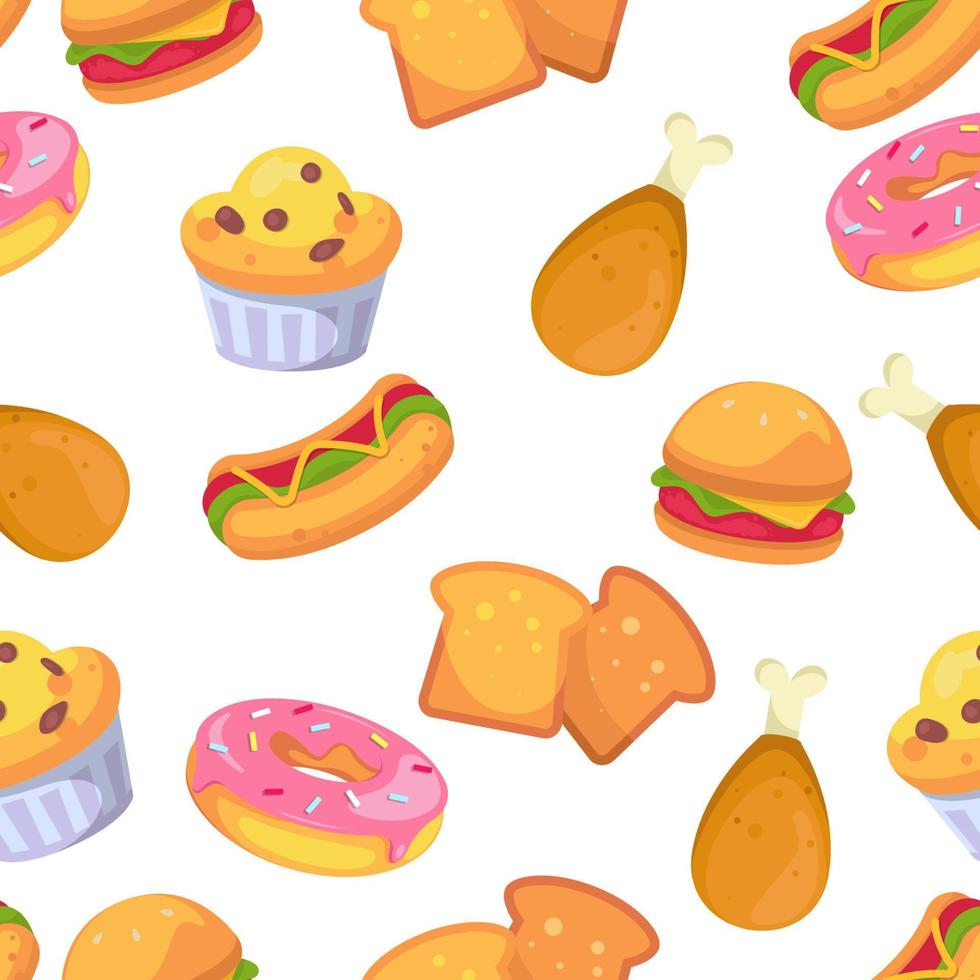 Junk Food Seamless Pattern vector