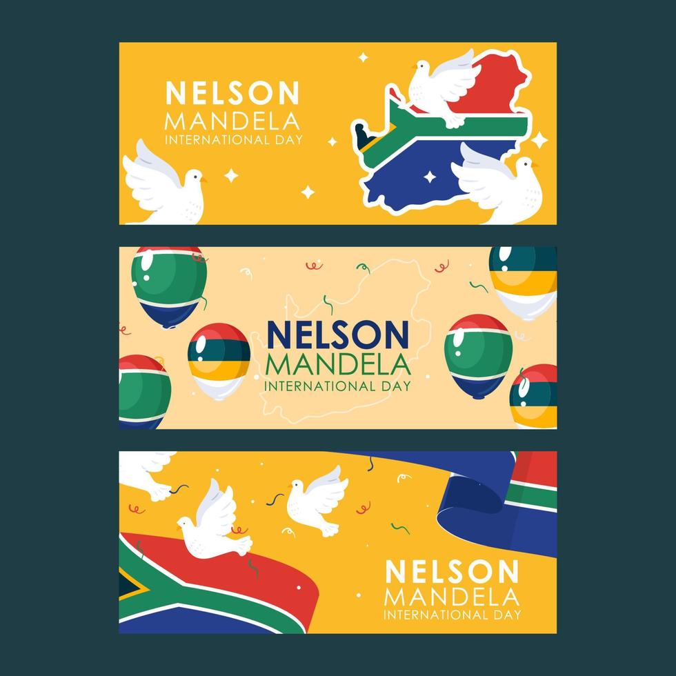 Nelson Mandela Day Banner Collection vector