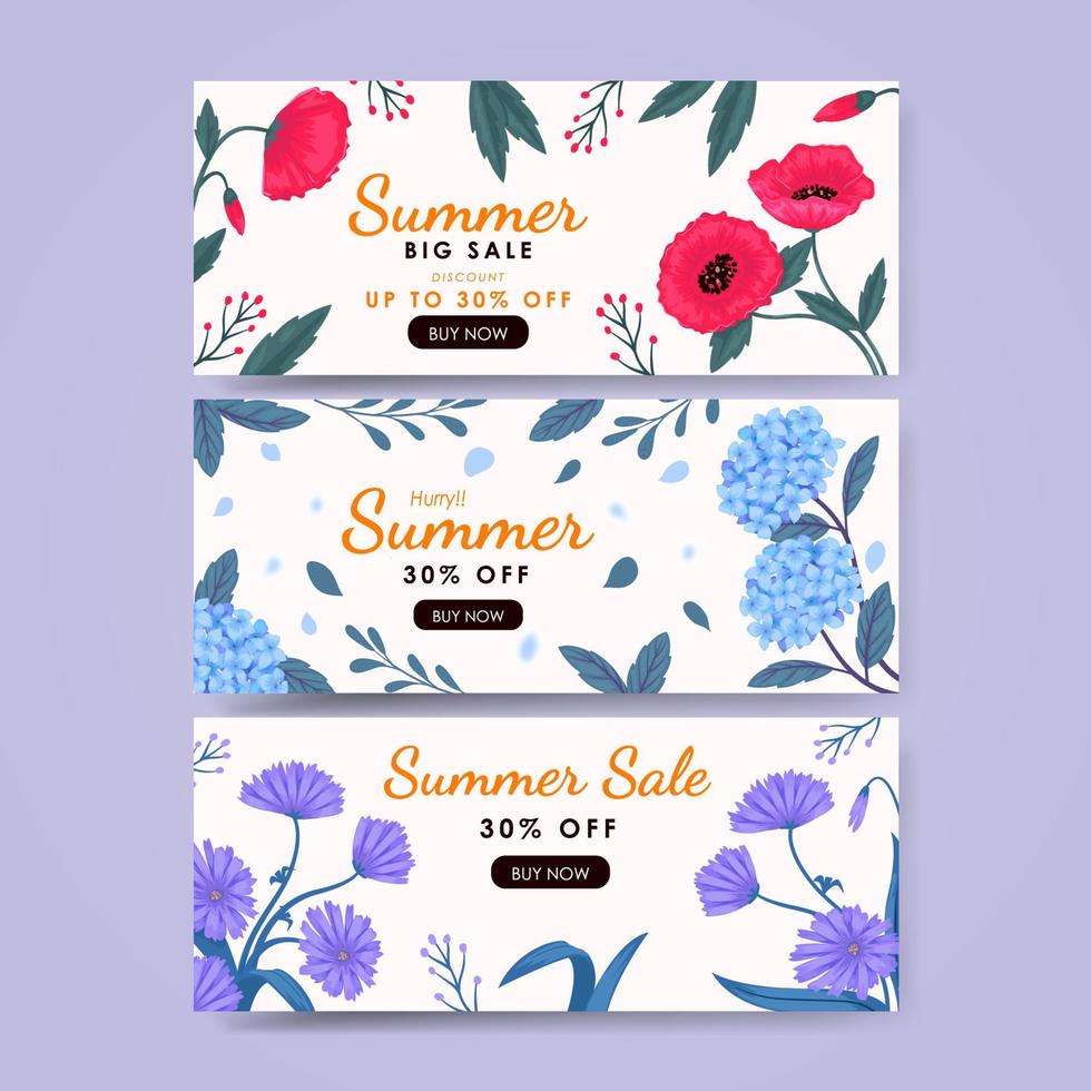 Summer Floral Banner Collection vector