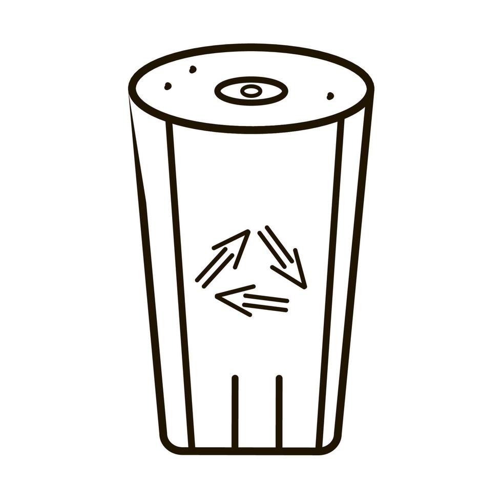 icono de papelera, un contenedor moderno para reciclar basura, plantilla de contorno vectorial, estilo de fideos vector