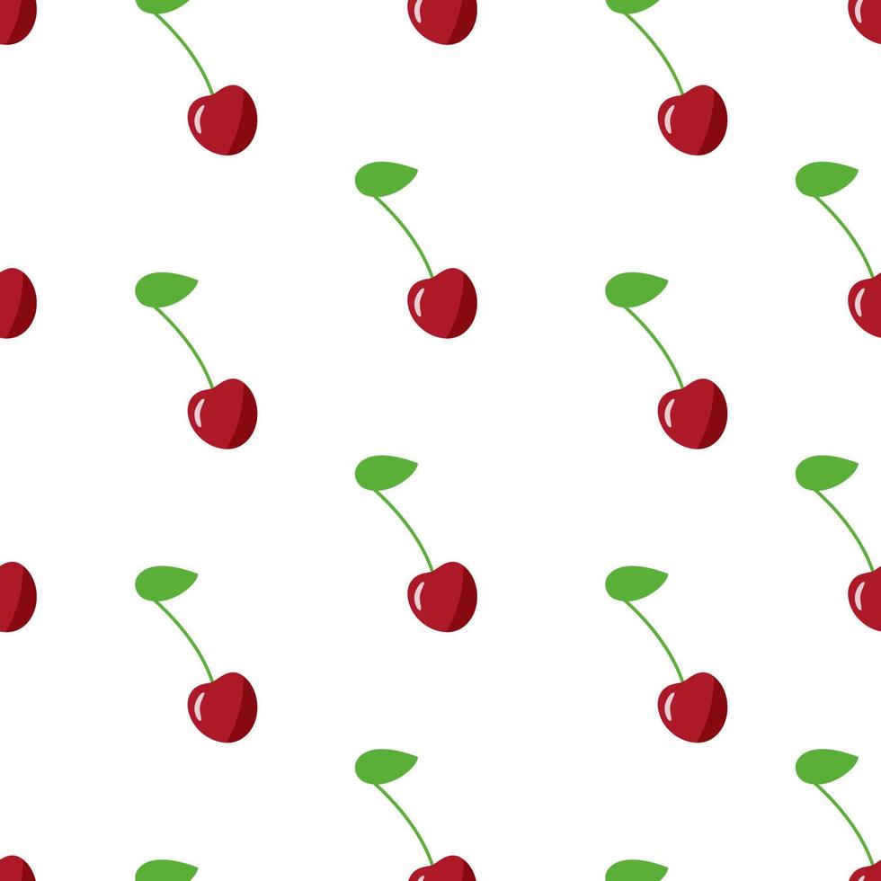 patrón sin costuras de cerezas rojas, ilustración vectorial de bayas maduras, papel tapiz vector