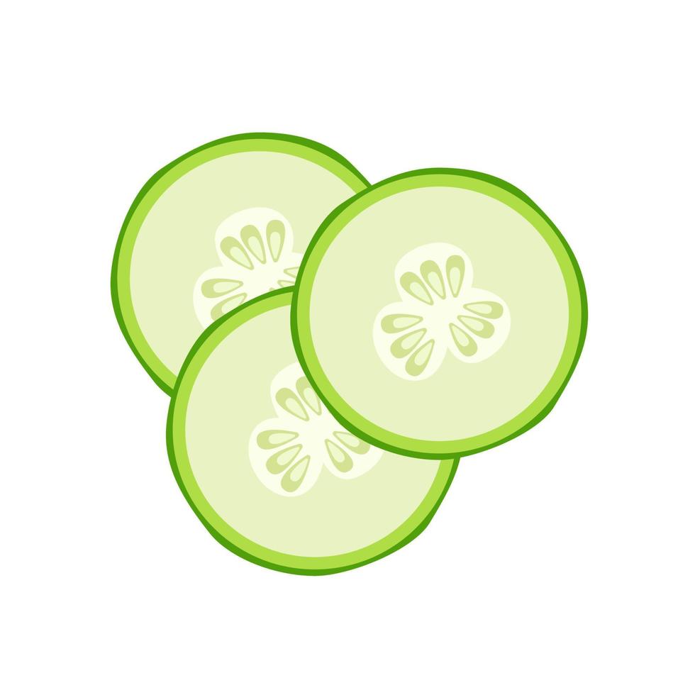 Fresh cucumber slices, vector illustration of vegetables for use in recipes, cosmetics
