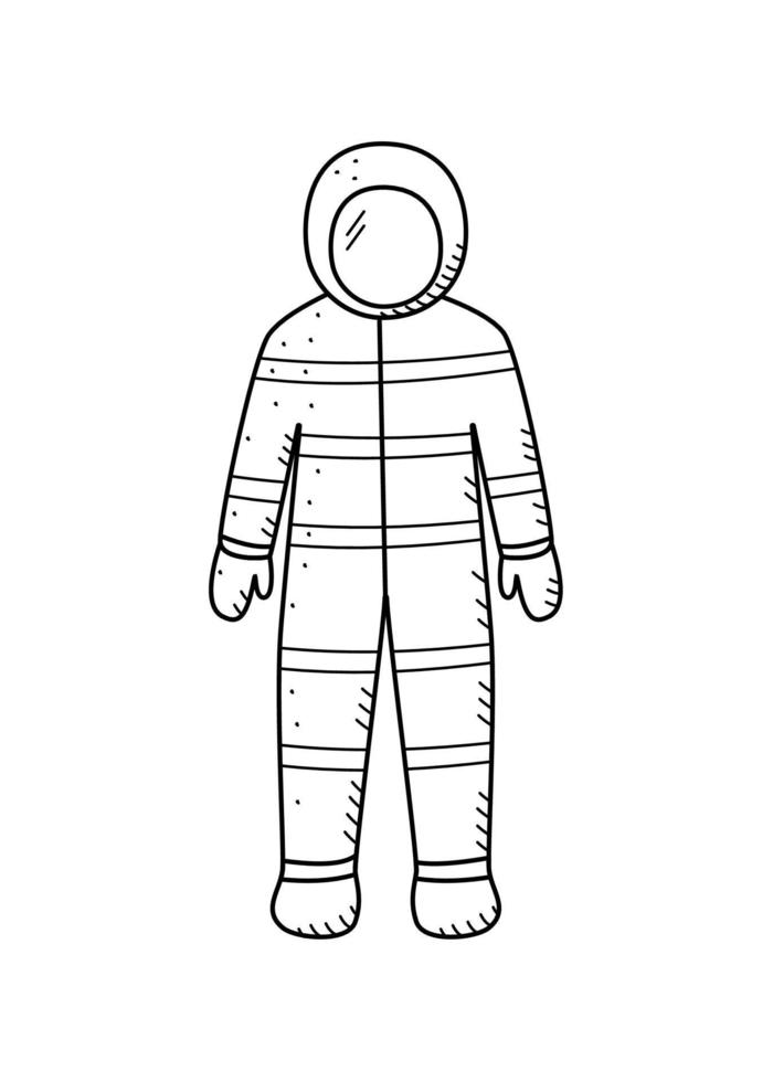 icono de cosmonauta. astronauta en un traje espacial, ilustración de garabatos de dibujos animados aislada en blanco. vector