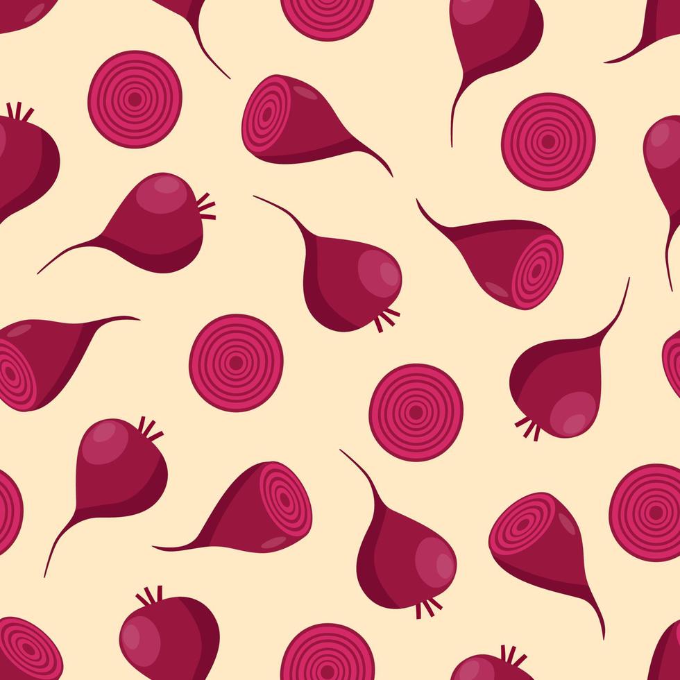 Seamless Pattern Beetroot and beets in the cut. cartoon vector illustration vegetables,