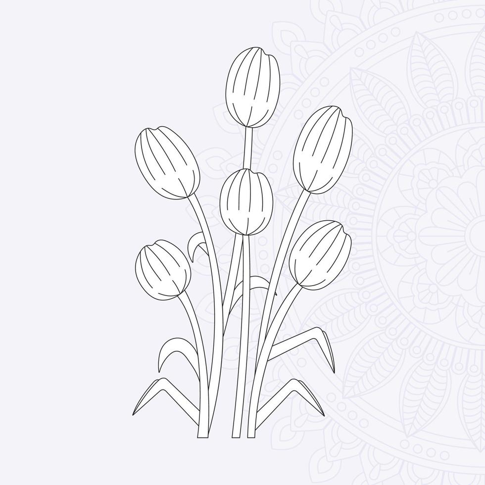 Flower Coloring page for kids vector