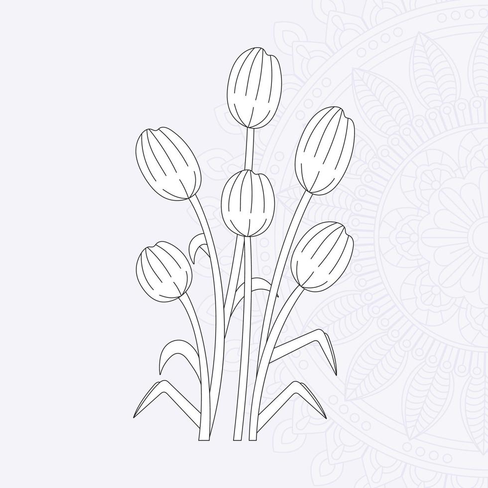 página para colorear de flores para niños vector