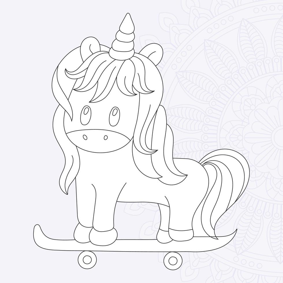 Unicorn Coloring page for kids vector