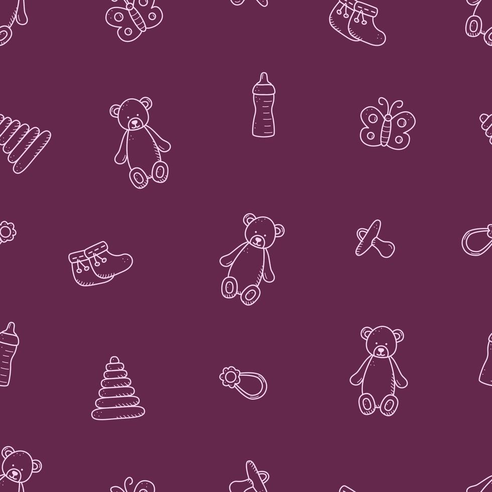 Seamless pattern of newborn icons. Vector illustration background wallpaper baby elements