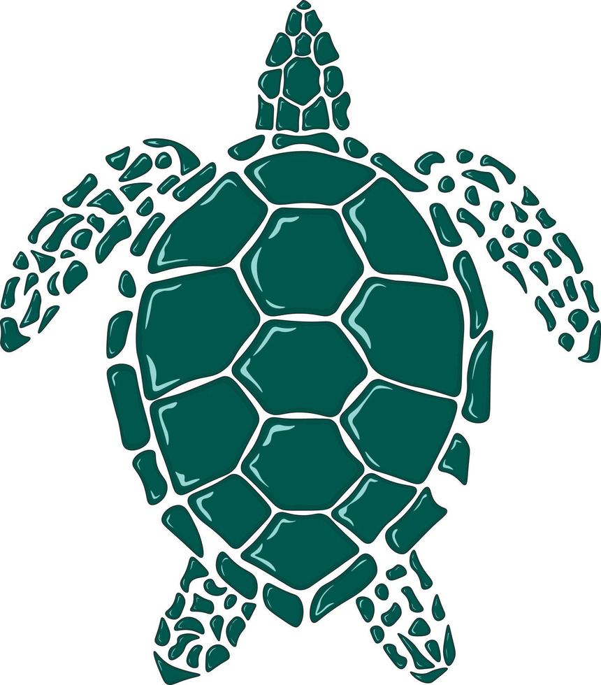 Abstract silhouette emerald green dark blue turtle vector illustration