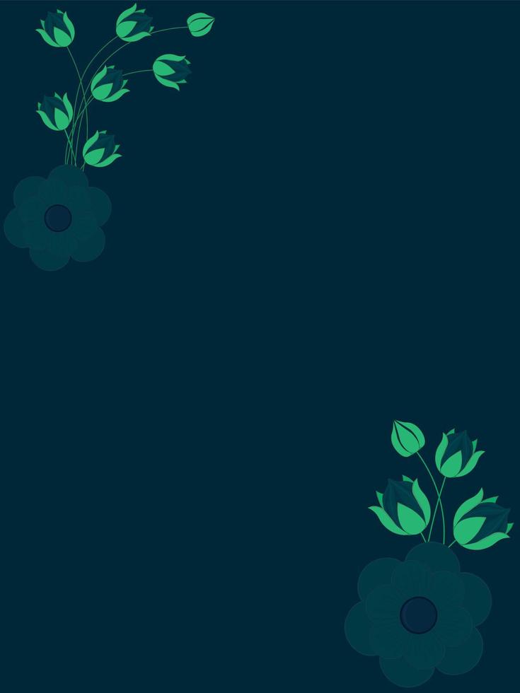 Dark blue colours background with flowers and buds compositions vector illustration