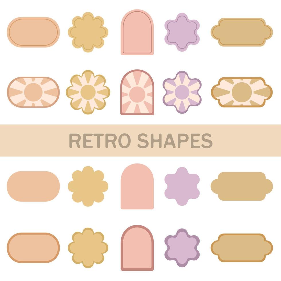 Retro shapes. Forms of the seventies. Isolated retro shapes. Vector retro shapes.
