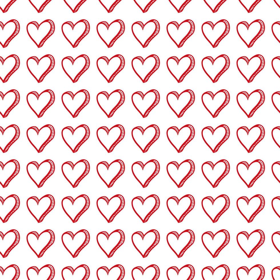 Cute hand drawn Valentine's hearts seamless pattern sticker. Decorative doodle love heart shape in sketch style. Scribble ink hearts icon for wedding design, wrapping, ornate and greeting cards vector