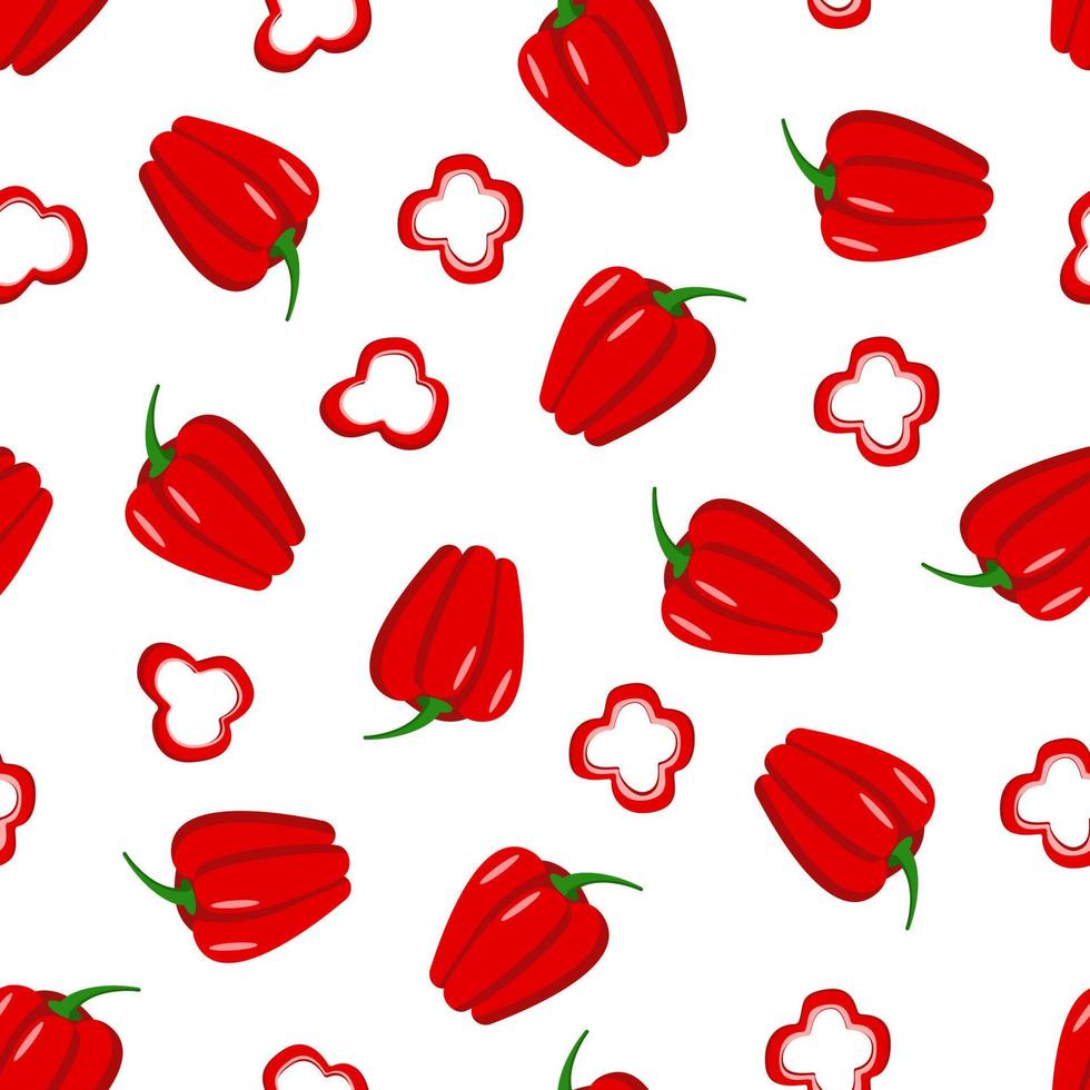 Seamless pattern of red sweet bell pepper. Vector illustration of vegetables