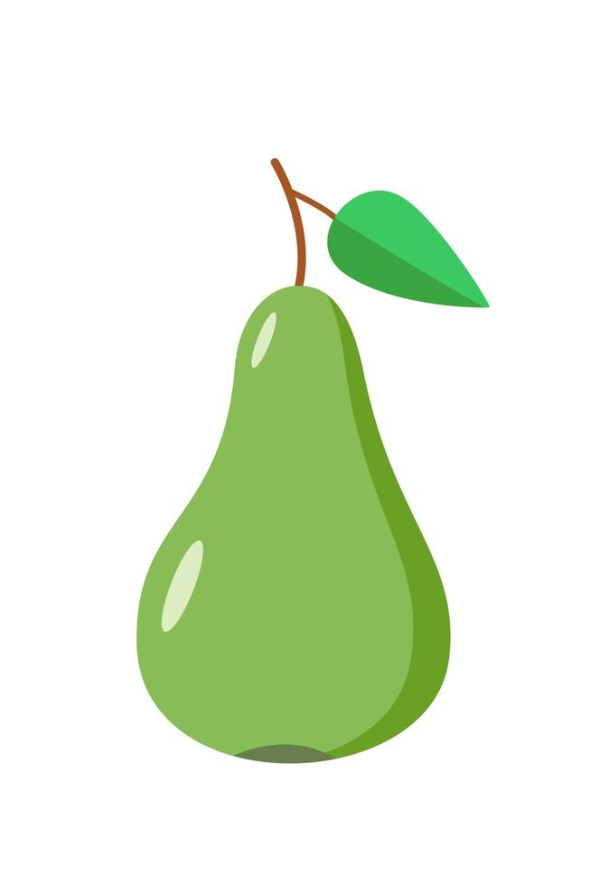 Green pear isolated on white background. Vector illustration one pear