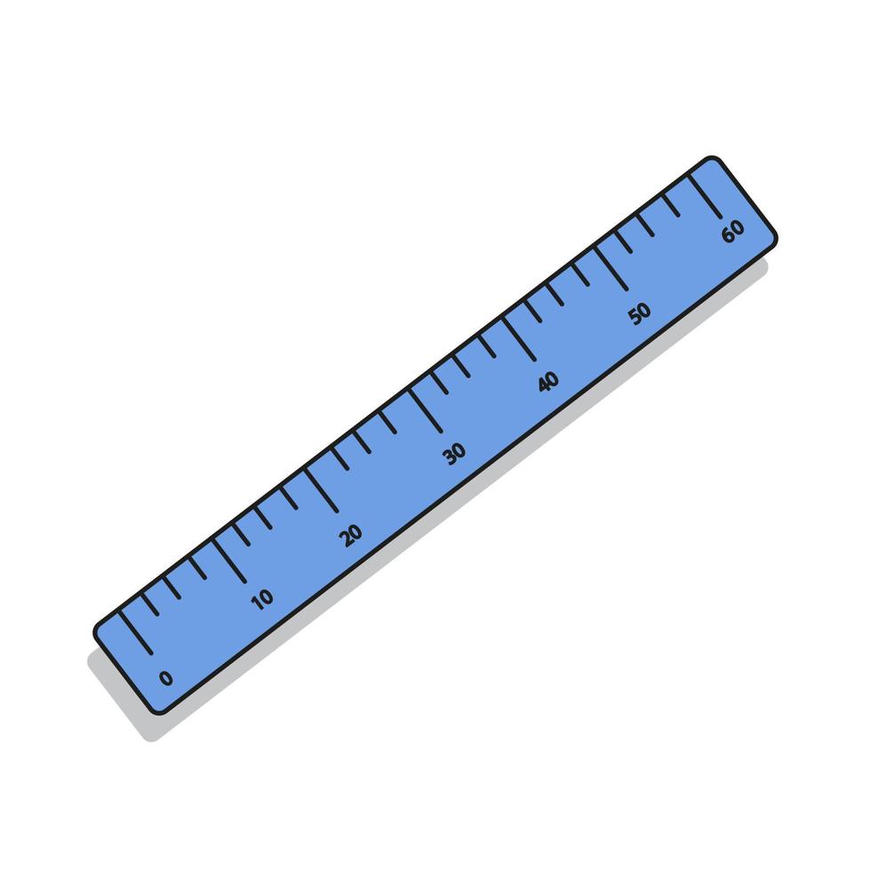 Stationery ruler on a white background isolated, vector illustration of a school concept