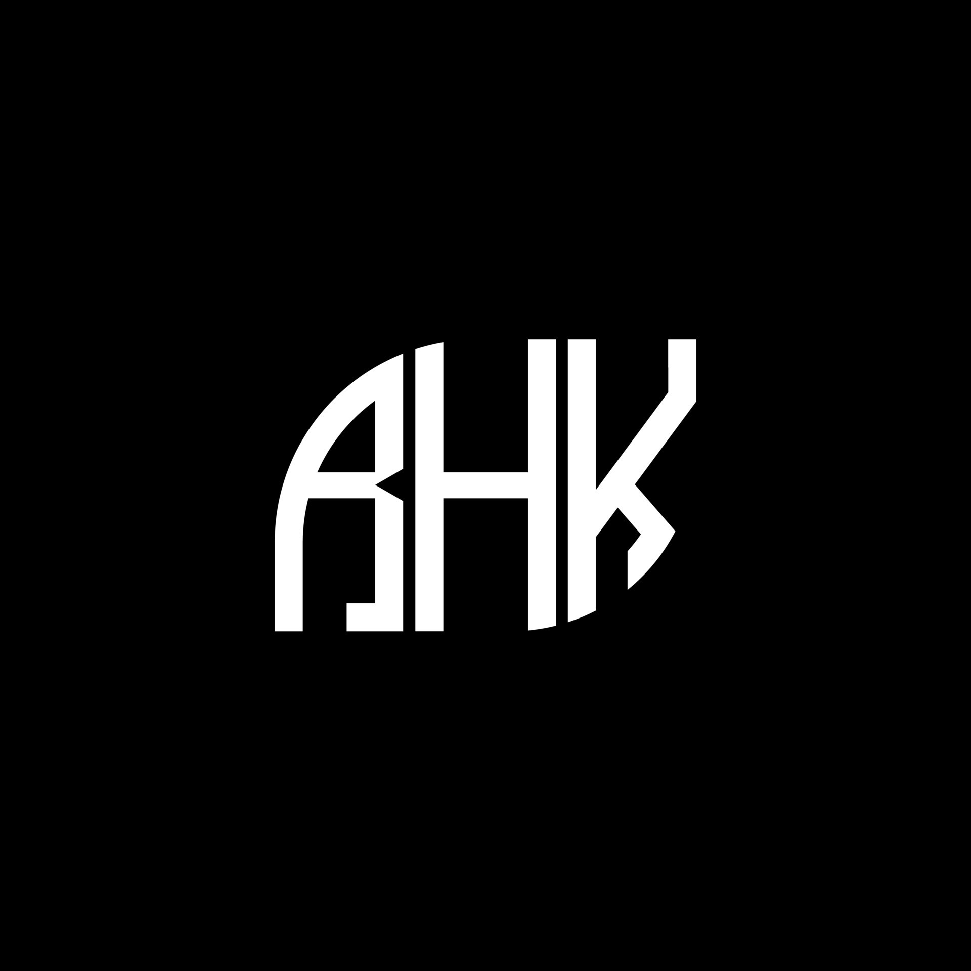 RHK letter logo design on black background. RHK creative initials