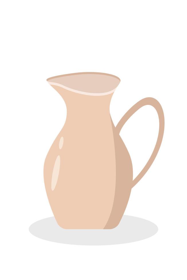 Coffee colored milk jug isolated on white, vector illustration of kitchen utensils container