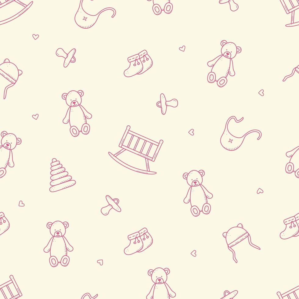 Seamless pattern of newborn icons. Vector illustration background wallpaper baby elements