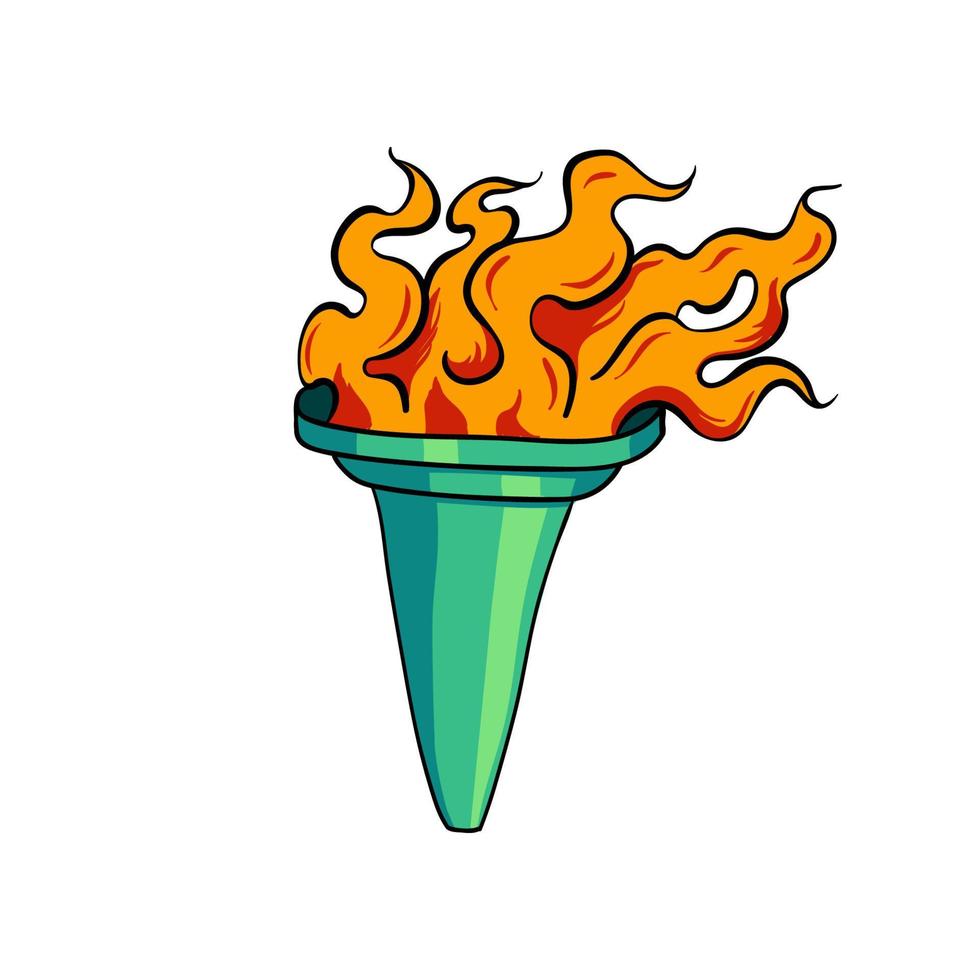 flaming torch vector isolated on white background