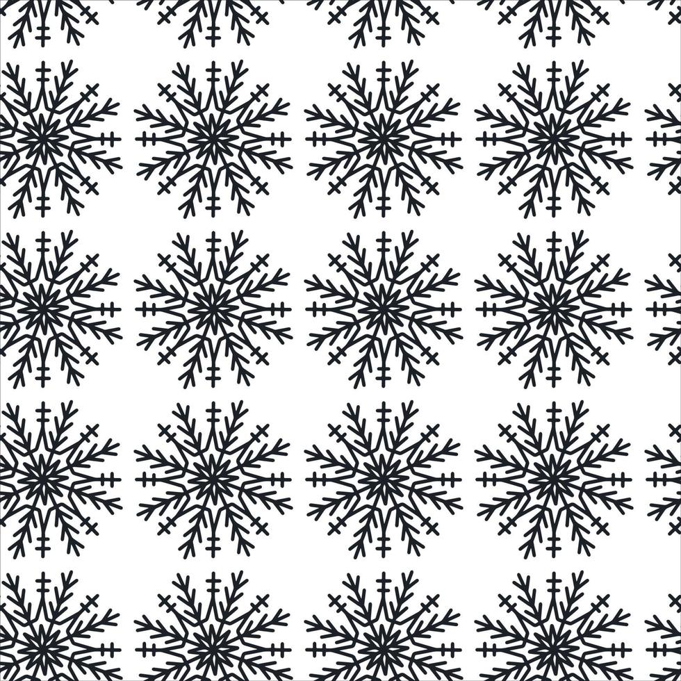 Christmas seamless pattern with snowflakes isolated on white background. Happy new year wallpaper and wrapper for seasonal design, textile, decoration, greeting card. Hand drawn prints and doodle. vector