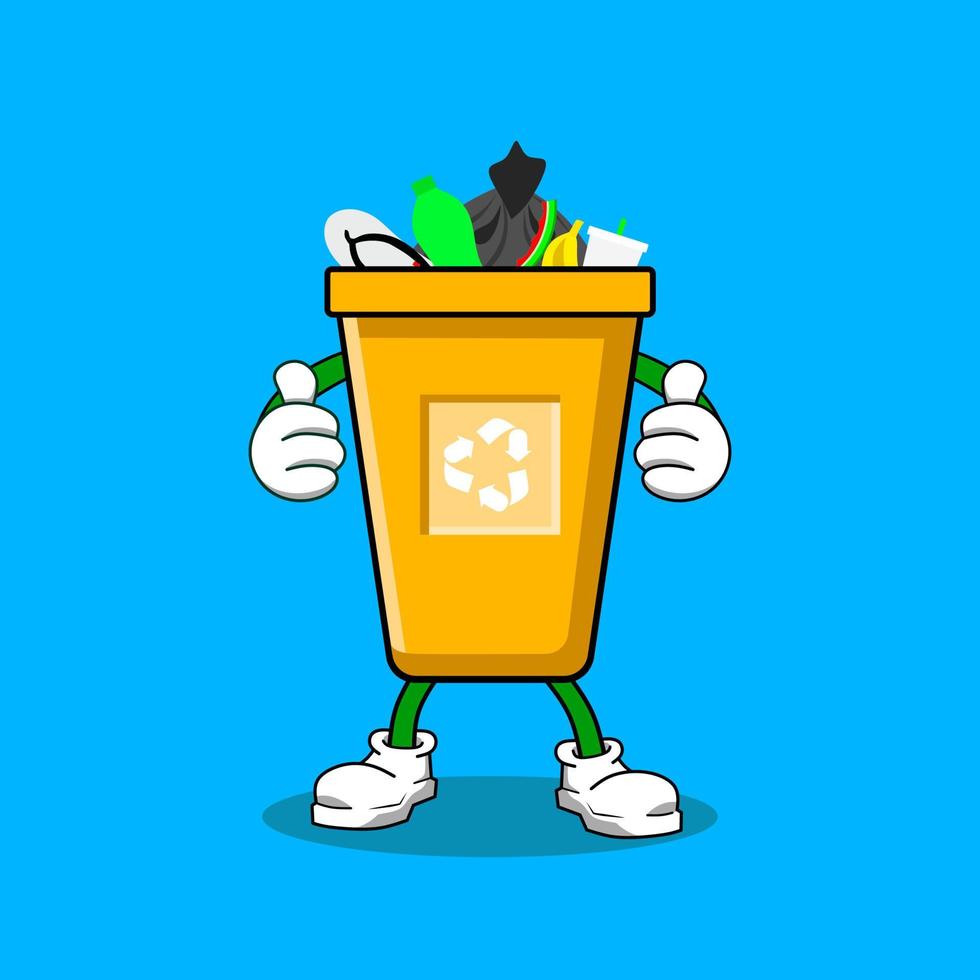 Trash can mascot illustration vector