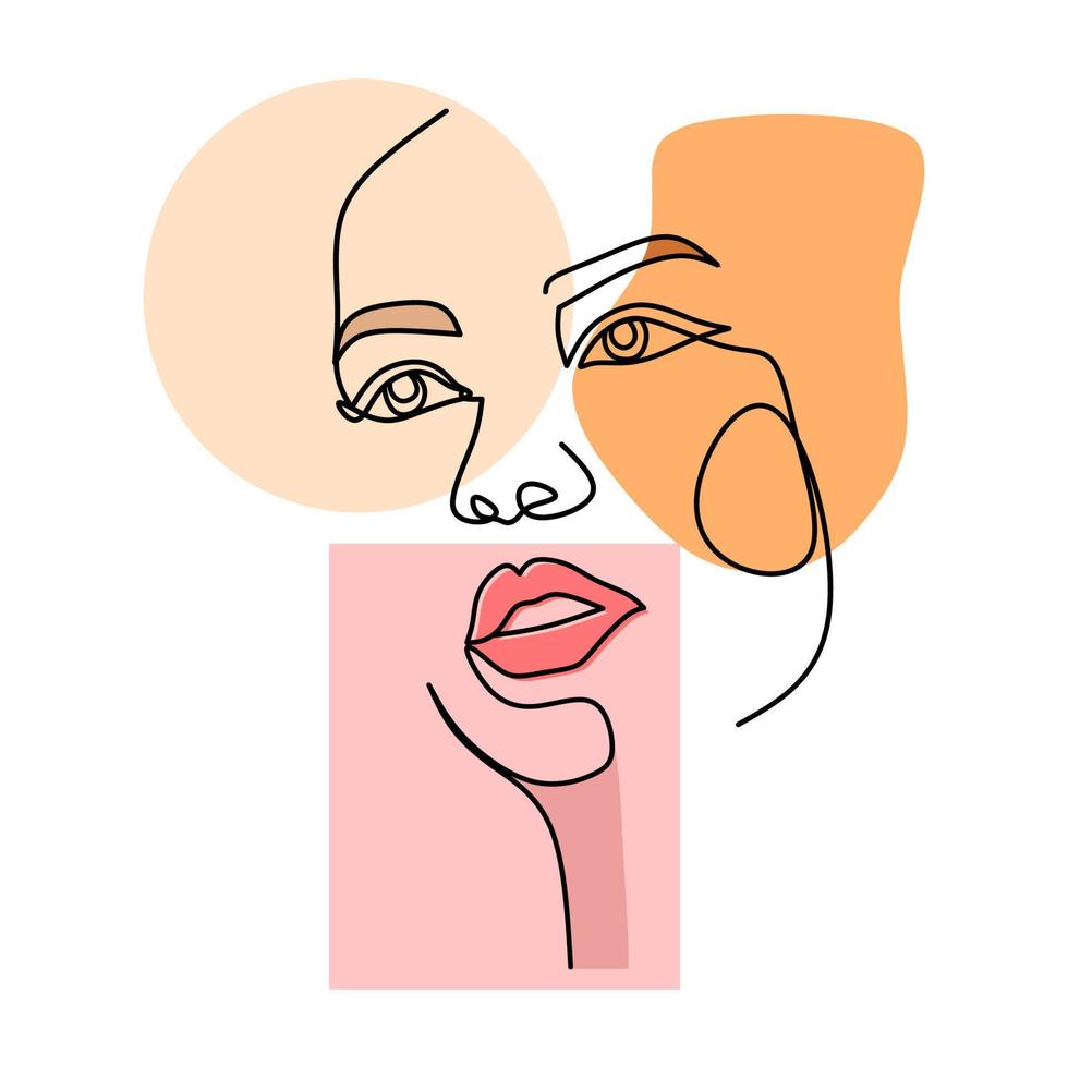 Female face with one line style vector