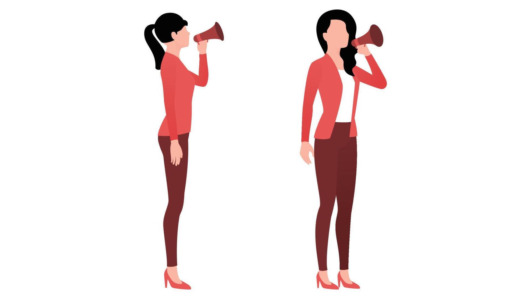 shout out, announcement or communicate with team, business character vector illustration on white background.