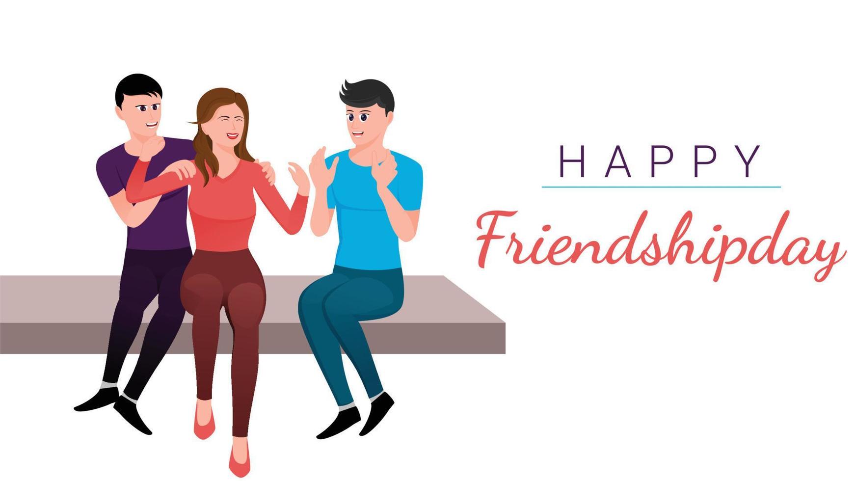 Three happy best friends character vector illustration, Happy friendship day.
