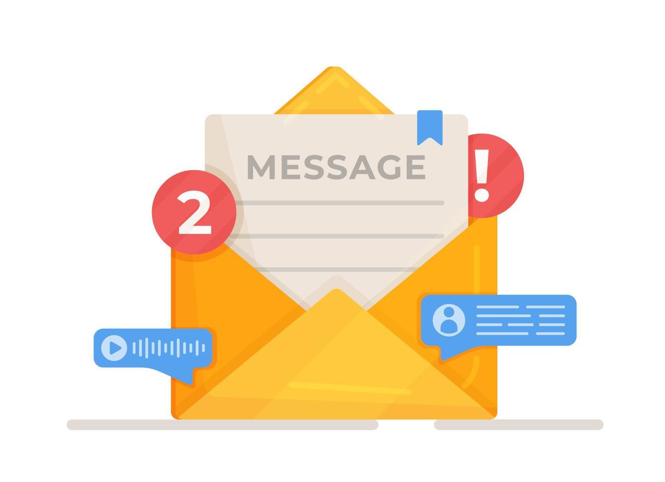 Vector illustration message. New message, dialog, chat speech bubble notification flat vector icon.